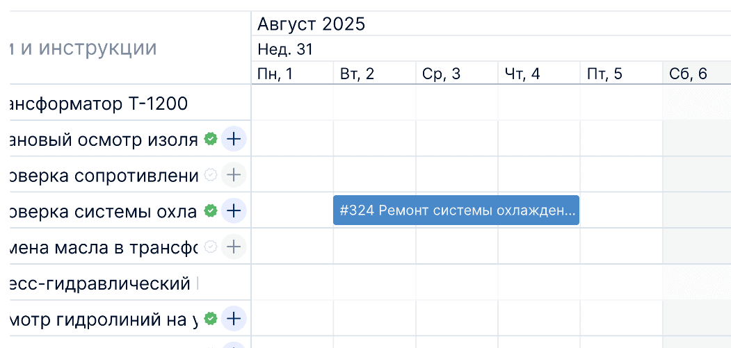 Перетаскивание задач на диаграмме Ганта